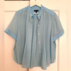 Rag & Bone Sarah Silk Sheer Blouse in Powder Blue – Size XL